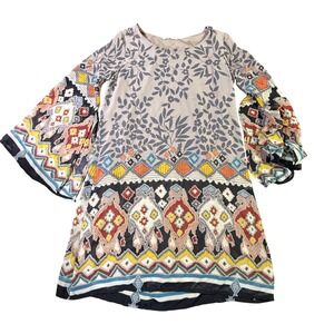 Millibon USA Bohemian Dress Bell Sleeve Floral Print Mini Dress Size S‎